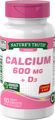 Кальцій + D3, Calcium + D3, 600 мг, Nature's Truth, 60 капсул - фото