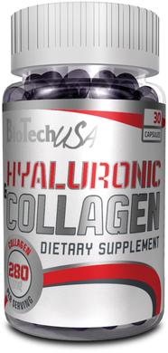 Гіалуронова кислота, Natural Hyaluronic&Collagen, BioTech USA, 30 капсул - фото