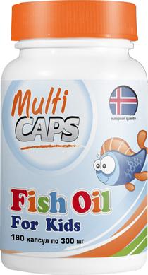 Риб'ячий жир з печінки тріски дитячий, Multicaps, 300 мг, 180 капсул - фото