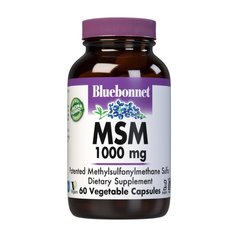 МСМ 1000 мг, MSM, Bluebonnet Nutrition, 60 вегетарианских капсул - фото