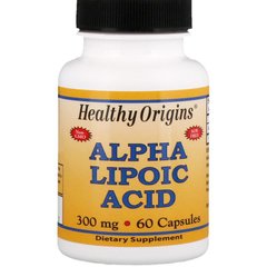 Альфа-липоевая кислота, Alpha Lipoic Acid, Healthy Origins, 300 мг, 60 капсул - фото