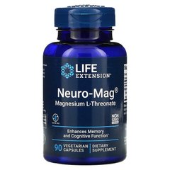 Магний L-треонат, Magnesium L-Threonate, Neuro-Mag, Life Extension, 90 растительных капсул - фото