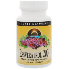 Ресвератрол (Resveratrol), Source Naturals, 200 мг, 60 таблеток - фото
