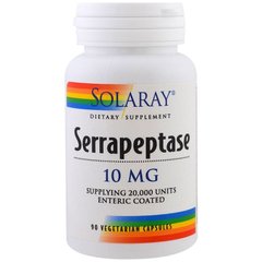 Серрапептаза, Serrapeptase, Solaray, 10 мг, 90 вегетаріанських капсул - фото