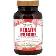 Кератиновий стимулятор для волосся з біотином і ресвератролом, Keratin Hair Booster, ReserveAge Nutrition, 60 капсул - фото