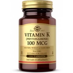Витамин K, 100 мкг, Vitamin K, Solgar, 100 таблеток - фото