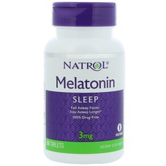 Мелатонин, Melatonin, Natrol, 3 мг, 60 таблеток - фото