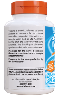 L- тирозин, Best L-Tyrosine, Doctor's Best, 500 мг, 120 капсул - фото