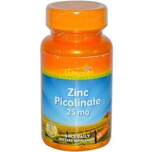 Цинк picolinate, Zinc Picolinate, Thompson, 25 мг, 60 таблеток - фото