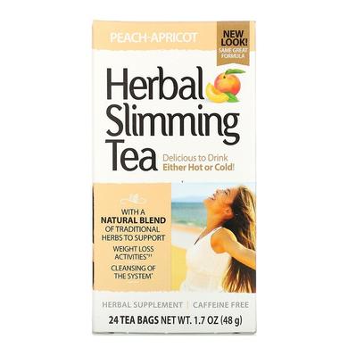 Чай для похудения (персик-абрикос), Herbal Slimming Tea, 21st Century, без кофеина, 24 пак. (45 г) - фото