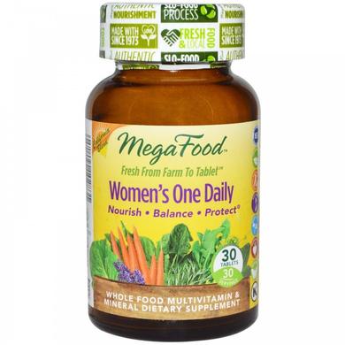 Вітаміни і мінерали для жінок, Women's Multivitamin & Mineral, Mega Food, 1 в день, 30 таблеток - фото