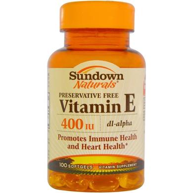 Витамин Е, Vitamin E, Sundown Naturals, 400 МЕ, 100 капсул - фото