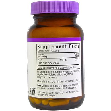 Цинк picolinate, Zinc Picolinate, Bluebonnet Nutrition, 50 мг, 100 капсул - фото
