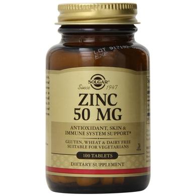Глюконат цинка, Zinc, Solgar, 50 мг, 100 таблеток - фото