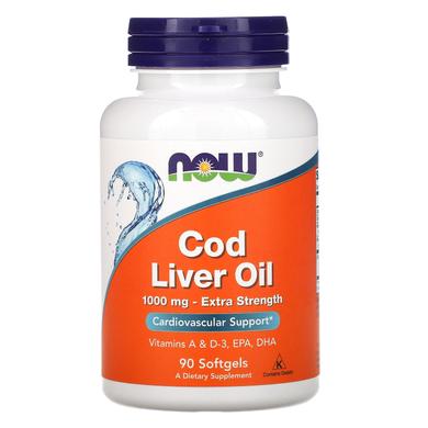 Рыбий жир из печени трески, Cod Liver Oil, Now Foods, 1000 мг, 90 капсул - фото
