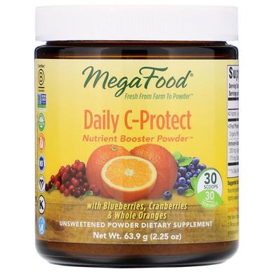 Ежедневный комплекс питательных веществ с витамином C, без сахара, Nutrient Booster Powder, Daily C-Protect, MegaFood, 63,9 г - фото
