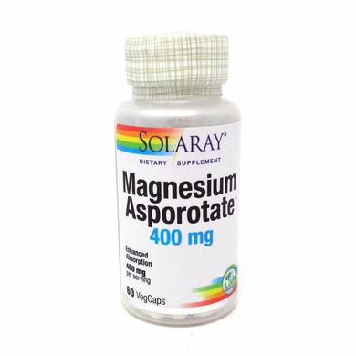Магній, Magnesium Asporotate, Solaray, 400 мг, 60 вегетаріанських капсул - фото
