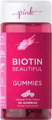 Біотин, Beautiful, Biotin, Pink, 60 жувальних цукерок - фото