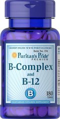 Витамины группы В, Vitamin B-Complex and Vitamin B-12, Puritan's Pride, 180 таблеток - фото