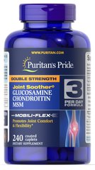 Глюкозамин хондроитин и МСМ, Double Strength Glucosamine, Chondroitin MSM, Puritan's Pride, 240 капсул - фото