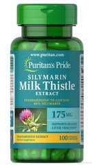 Розторопша, Milk Thistle Silymarin, Puritan's Pride, 175 мг, 100 капсул - фото