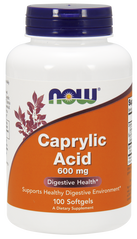 Каприловая кислота, Caprylic Acid, Now Foods, 600 мг, 100 капсул - фото