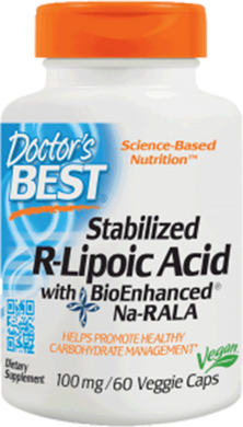 R-ліпоєва кислота, R-Lipoic Acid, Doctor's Best, 100 мг, 180 капсул - фото
