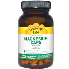 Магній, (Magnesium), Country Life, 300 мг, 60 капсул - фото