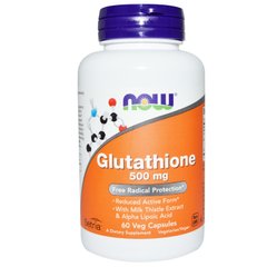 Глутатион, Glutathione, Now Foods, 500 мг, 60 капсул - фото