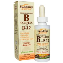 Сублингвальный комплекс витаминов В с витамином В-12, Sundown Naturals, 59 мл - фото