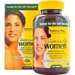 Мультивитамины для женщин, Multi-Vitamin and Mineral, Nature's Plus, Source of Life, 120 таблеток - фото