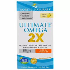Риб'ячий жир, Ultimate Omega 2X, Nordic Naturals, лимон, 2150 мг, 60 гелевих капсул - фото