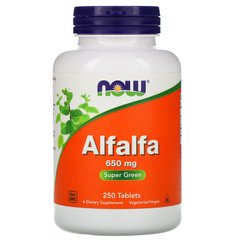 Альфальфа, Alfalfa, Now Foods, 650 мг, 250 таблеток - фото