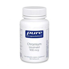 Хром (пиколинат), Chromium (picolinate), Pure Encapsulations, 500 мкг, 60 капсул - фото