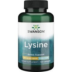 Л-лизин в свободной форме, Free-form L-Lysine, Swanson, 500 мг, 100 капсул - фото