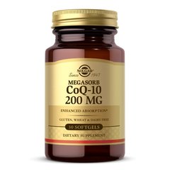 Коэнзим Q10, CoQ-10, Solgar, 200 мг, 60 гелевых капсул - фото