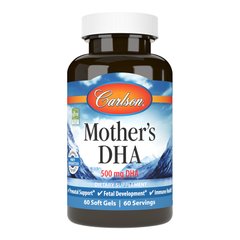 Докозагексаеновая кислота (ДГК) для кормящих мам, Mother's DHA, Carlson Labs, 500 мг, 60 гелевых капсул - фото