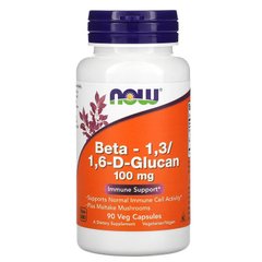 Бета глюкан, Beta-1,3/1,6-D-Glucan, Now Foods, 100 мг, 90 капсул - фото