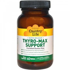 Поддержка щитовидной железы, Thyro-Max Support, Country Life, 60 таблеток - фото