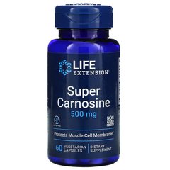 Супер карнозин, Super Carnosine, Life Extension, 500 мг, 60 вегетаріанських капсул - фото