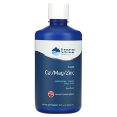 Жидкий кальций, магний, цинк, Liquid Cal/Mag/Zinc, Trace Minerals Research, вкус клубника, 946 мл - фото