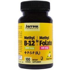 Метилфолат и метил B-12, Methyl B-12 & Methyl Folate, Jarrow Formulas, 1000 мкг / 400 мкг, 100 леденцов - фото