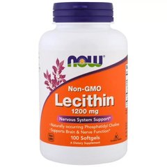 Лецитин, Lecithin, Now Foods, 1200 мг, 100 капсул - фото