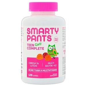 Мультивитамины + Омега-3, для девочек-подростков, Teen Girl Complete, SmartyPants, фруктово-ягодный вкус, 120 жевательных таблеток - фото
