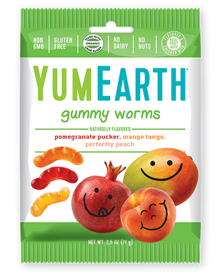 Жевательный мармелад в форме червячков, Gummy Worms, YumEarth, органик, 12 пачек по 71 г - фото