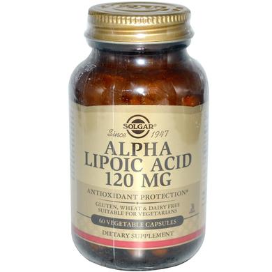 Альфа-ліпоєва кислота, Alpha Lipoic Acid, Solgar, 120 мг, 60 капсул - фото
