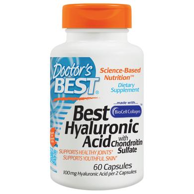 Гіалуронова кислота з хондроїтином, Hyaluronic Acid, Doctor's Best, 60 капсул - фото