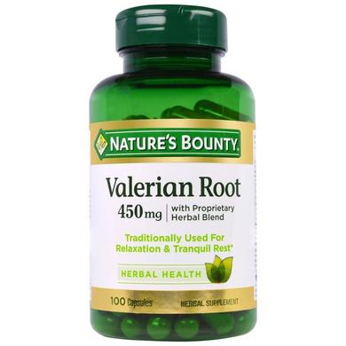Корінь валеріани з пасифлори, Valerian Root, Nature's Bounty, 450 мг, 100 капсул - фото