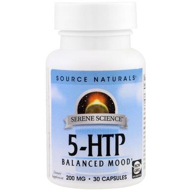 5-гідрокситриптофан, 200 мг, Source Naturals, 30 капсул - фото