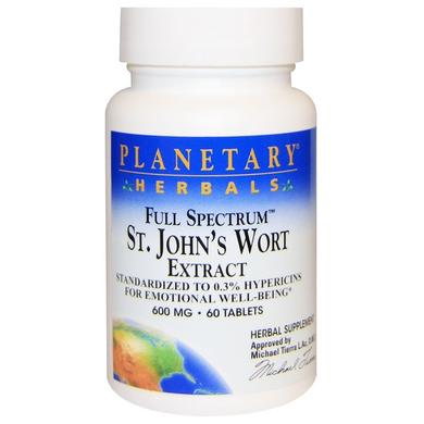 Екстракт звіробою, St. John's Wort Extract, Planetary Herbals, 600 мг, 60 таблеток - фото
